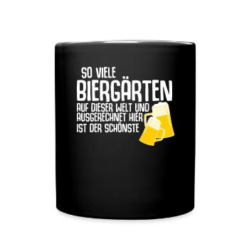 Der schönste Biergarten - Tasse einfarbig - Schwarz - Vorne