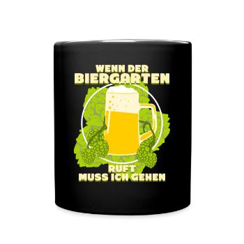 Der Biergarten ruft - Tasse einfarbig - Schwarz - Vorne