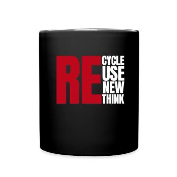 Recycle Reuse Renew Rethink Wind Turbine - Wind - Full Colour Mug - black - Front