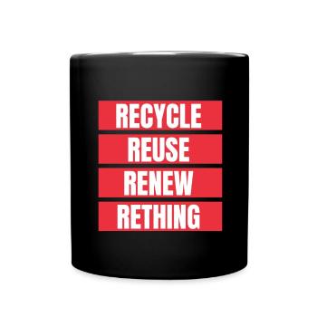 Recycle Reuse Renew Rethink Wind Turbine - Wind - Full Colour Mug - black - Front