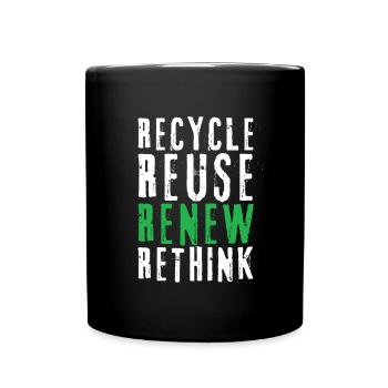 Recycle Reuse Renew Rethink Wind Turbine - Wind - Full Colour Mug - black - Front