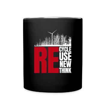 Recycle Reuse Renew Rethink Wind Turbine - Wind - Full Colour Mug - black - Front