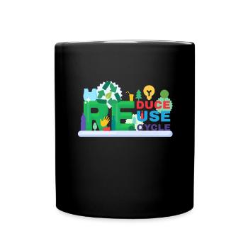Recycle Reuse Renew Rethink Wind Turbine - Wind - Full Colour Mug - black - Front
