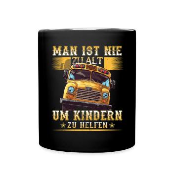 Schulbuswärter - Schulbusfahrer - Tasse einfarbig - Schwarz - Vorne