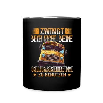Schulbuswärter - Schulbusfahrer - Tasse einfarbig - Schwarz - Vorne