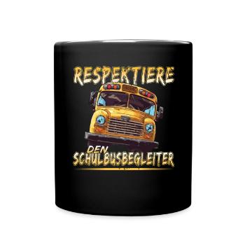 Schulbuswärter - Schulbusfahrer - Tasse einfarbig - Schwarz - Vorne