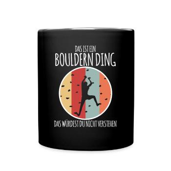 Bouldern Retro Klettern - Tasse einfarbig - Schwarz - Vorne