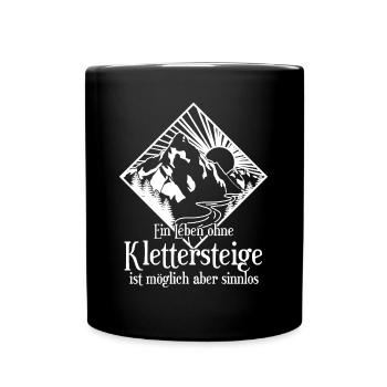 Klettersteig Wandern Berge Bergwandern - Tasse einfarbig - Schwarz - Vorne