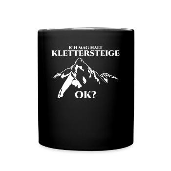 Klettersteig Wandern Bergwandern Berge - Tasse einfarbig - Schwarz - Vorne