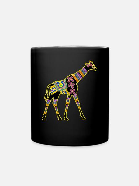 Giraffe Muster Giraffen - Tasse einfarbig - Schwarz