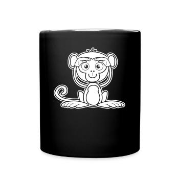 Affe niedlich Affen - Tasse einfarbig - Schwarz - Vorne