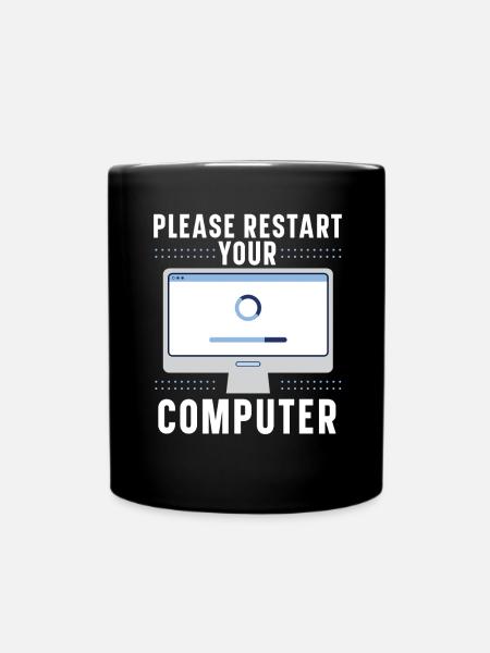 Fragen Sie mich über Informationstechnologie - Tasse einfarbig - Schwarz