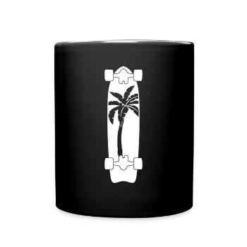 Longboard mit Palme Longboarder - Tasse einfarbig - Schwarz - Vorne
