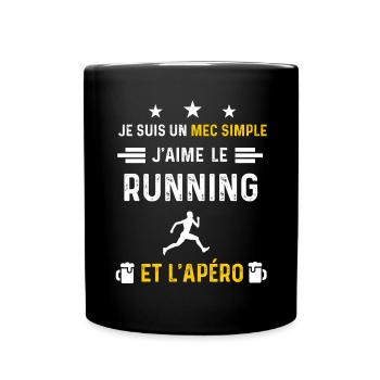 apéro running courir mec simple cadeau apéro - Mug uni - noir - Devant