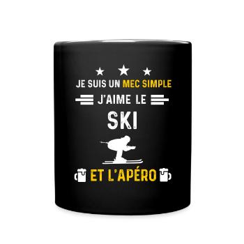 apéro ski mec simple cadeau apéro - Mug uni - noir - Devant
