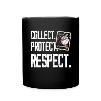 "Collect - Protect - Respect" sports card collector - Full Colour Mug - black - Front