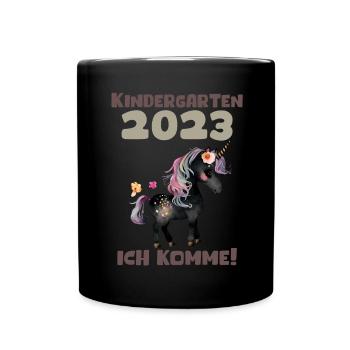 Kindergarten 2023 Jungen Mädchen Kita Geschenk - Tasse einfarbig - Schwarz - Vorne