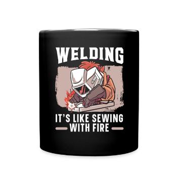 Souder C’est comme coudre avec la couture de feu - Mug uni - noir - Devant