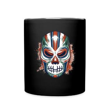 Lucha Libre Mexican Wrestling Mask Luchador - Full Colour Mug - black - Front