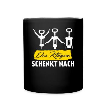 Wein Rotwein Weißwein Korkenzieher - Tasse einfarbig - Schwarz - Vorne
