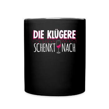 Wein Rotwein Weißwein Weinliebhaber - Tasse einfarbig - Schwarz - Vorne