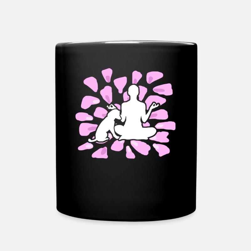 Yoga Hund Meditation Hunde - Tasse einfarbig - Schwarz