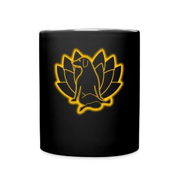 Dog Yoga Lotus Flower Dog Meditation - Full Colour Mug - black - Front