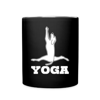 Yoga Hunde Hund Spagat Meditation - Tasse einfarbig - Schwarz - Vorne