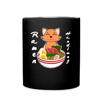 Ramen Katze mit Nudelsuppe - Tasse einfarbig - Schwarz - Vorne