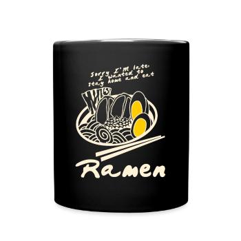 Ramen mit Ei Nudeln Nudelsuppe - Tasse einfarbig - Schwarz - Vorne