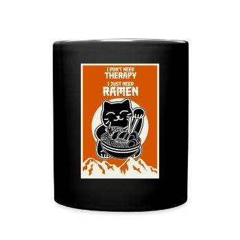 Ramen Katze Nudeln Nudelsuppe - Tasse einfarbig - Schwarz - Vorne