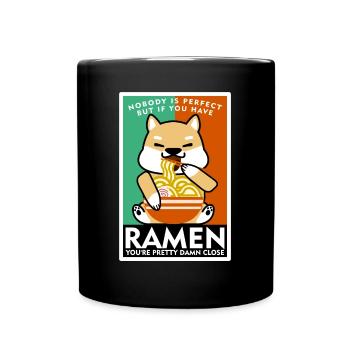 Ramen Nudeln Hund mit Nudelsuppe - Tasse einfarbig - Schwarz - Vorne