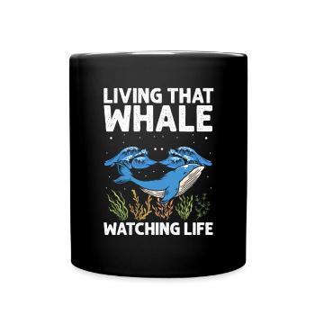 Orca Beobachtung für Buckelwale und Meerwale - Tasse einfarbig - Schwarz - Vorne