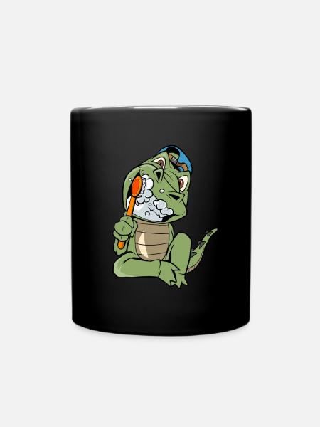 Zahnputz Krokodil Zähne Putzen - Tasse einfarbig - Schwarz