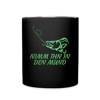 Angeln Fisch Angel Angler Fischer - Tasse einfarbig - Schwarz - Vorne