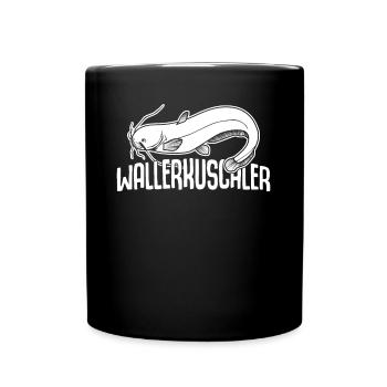 Waller Angeln Angel Angler Fischer - Tasse einfarbig - Schwarz - Vorne