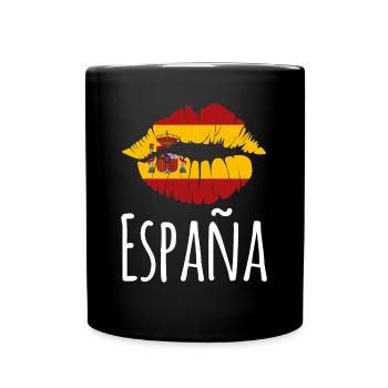 Spain Lips Spanish Holidays - Full Colour Mug - black - Front