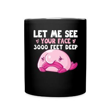 Blobfish Kostüm - Hässliches Blob Fischgesicht - - Tasse einfarbig - Schwarz - Vorne