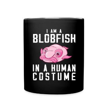 Costume de Blobfish - Visage de poisson Blob laid - - Mug uni - noir - Devant