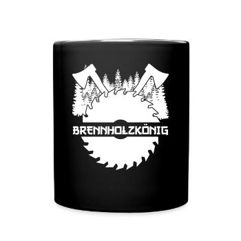 Brennholz Feuerholz Kamin Ofen Feuer - Tasse einfarbig - Schwarz - Vorne