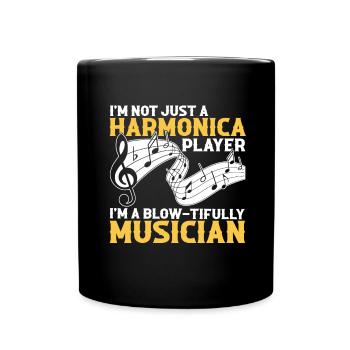Harmonikaspieler für Munharmonika Spieler - Tasse einfarbig - Schwarz - Vorne