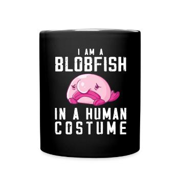Costume de Blobfish - Visage de poisson Blob laid - - Mug uni - noir - Devant