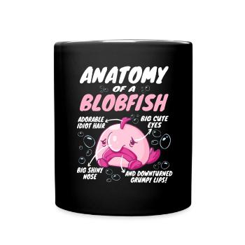 Costume de Blobfish - Visage de poisson Blob laid - - Mug uni - noir - Devant