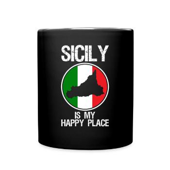 Sizilien Italien Flagge Sicilia - Tasse einfarbig - Schwarz - Vorne