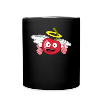 Kirschen Engel Heiligenschein Kirsche - Tasse einfarbig - Schwarz - Vorne