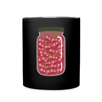 Kirschen im Glas Kirsche - Tasse einfarbig - Schwarz - Vorne