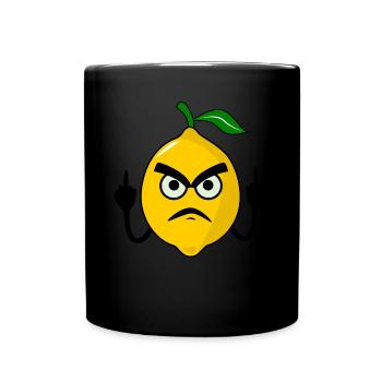 Zitronen Mittelfinger Zitrone - Tasse einfarbig - Schwarz - Vorne
