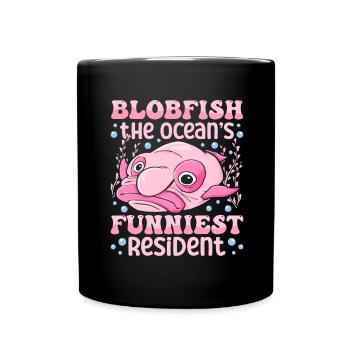 Blobfish Kostüm - Hässliches Blob Fischgesicht - - Tasse einfarbig - Schwarz - Vorne