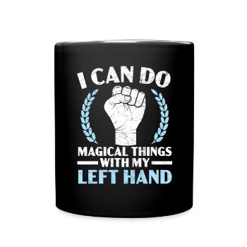 Je peux faire des choses magiques avec ma main gauche - Mug uni - noir - Devant