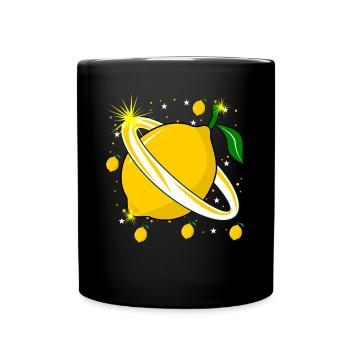 Zitrone im Weltraum Zitronen - Tasse einfarbig - Schwarz - Vorne